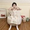 2026 Girls Cotton Gauze Pajama Set Short Sleeve Sleep Dress Cartoon Print Lightweight Home Wear Kids 8