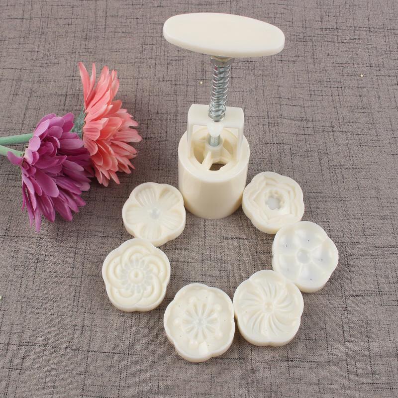 De'ou Starlight Hand-Press 3D Floral Mooncake Mung Bean Cake Mold Set