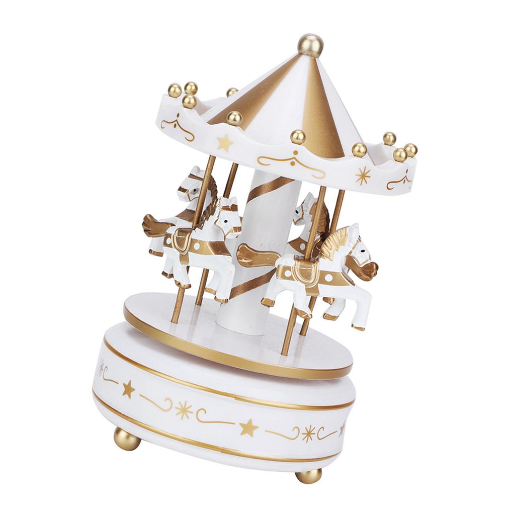 Merry GO Round Music Box Carousel Gift Christmas Wedding Birthday Gift Decor White