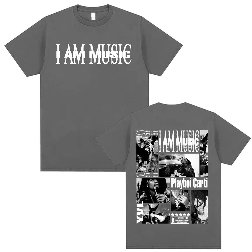 Rapper Playboi Carti I AM MUSIC Tričko s logem alba pro muže Módní Gotické Hip Hop Street Trička Unisex Letní Kulatý výstřih Topy Trička