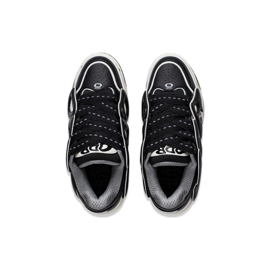 Li Ning Bad5 Odr Collaboration Lightweight Thick Sole Shock Absorption Non-Slip Low Top Basketball Shoes Men sneaker Black White ABCT063-2