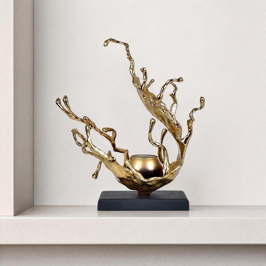 Sculptural Aluminum Candle Holder Versatile for Living Room