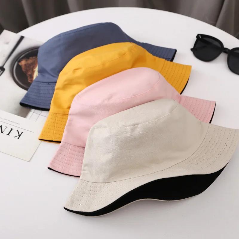 Unisex klobouk Černý Jednobarevný Oboustranný Jednoduchý Hip Hop Kbelíkový klobouk Pánský Dámský Panama Plážový Rybářský Sluneční klobouk Kbelíkové klobouky