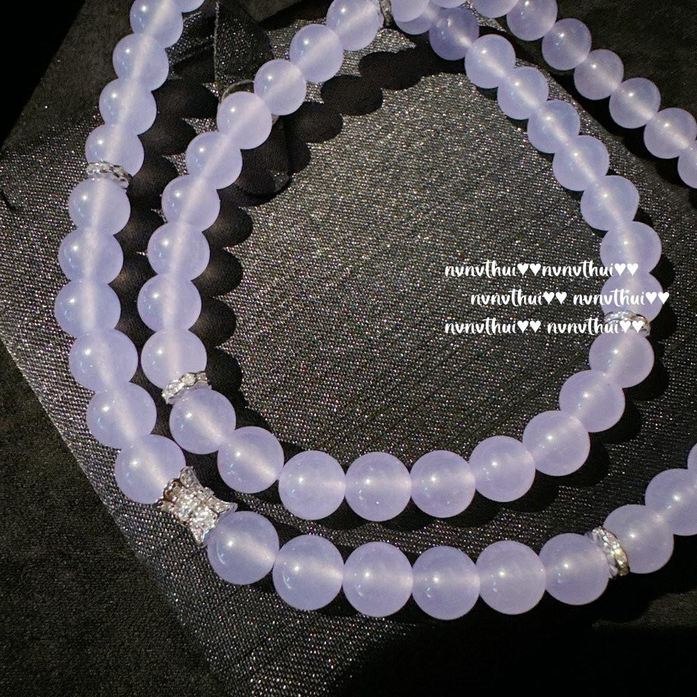 New Chinese Madagascar Purple Chalcedony Beaded Bracelet Concubine Smile Smoke Purple Small Waist Ice Bead Bracelet