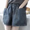 Denim Shorts Women's Clothing Summer Korean Vintage Simplicity Fashionable Loose Elastic Waist Pockets Casual Sports Shorts Y2k