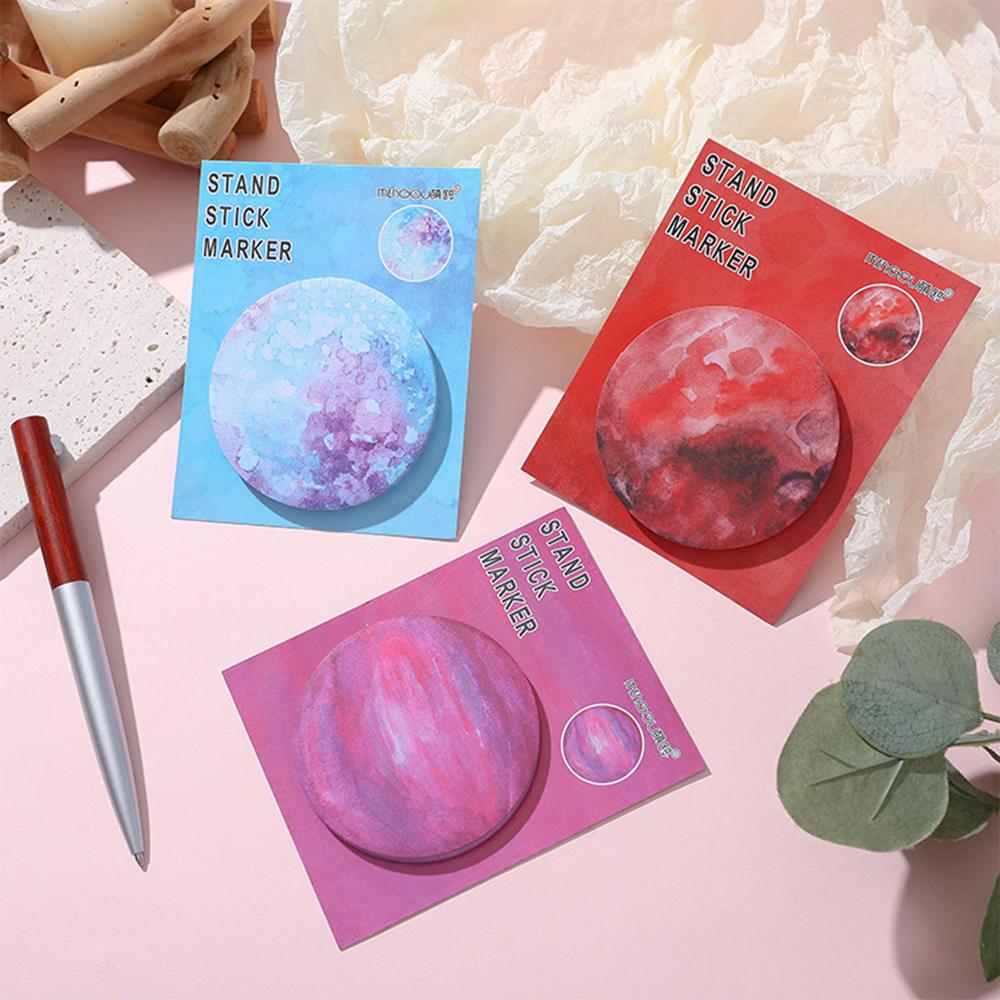 1 Piece Adhesive Cute Round Planet Notes Notepad Memo Pad Office School Supplies Stationery