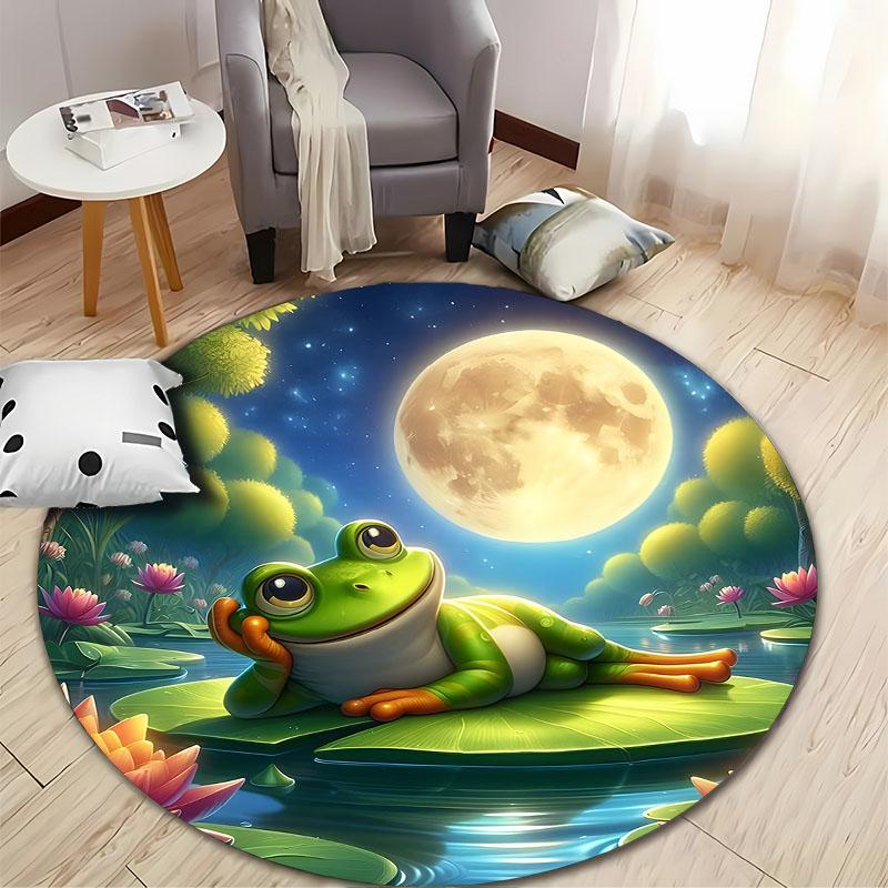 Moonlit Frog Pond Round Carpet for Kids' Rooms Round Carpet for Home Sofa Bedroom, Gift