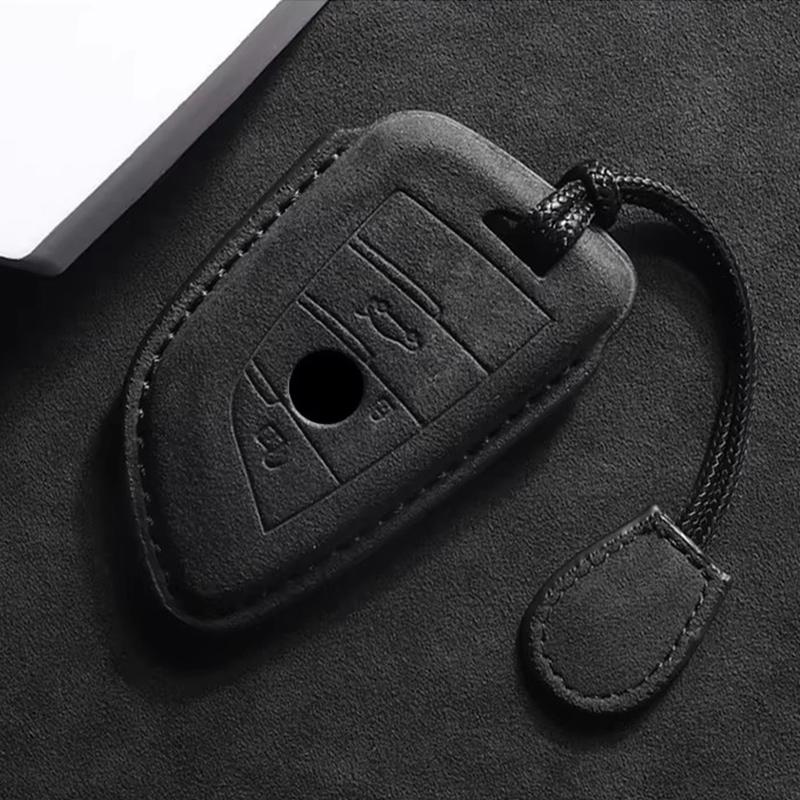 Suede Faux Leather Car Key Case Cover For BMW X1 X3 X5 X6 X7 1 3 5 6 7 Series G20 G30 G11 F15 F16 F20 G01 G02 Keychain Protector