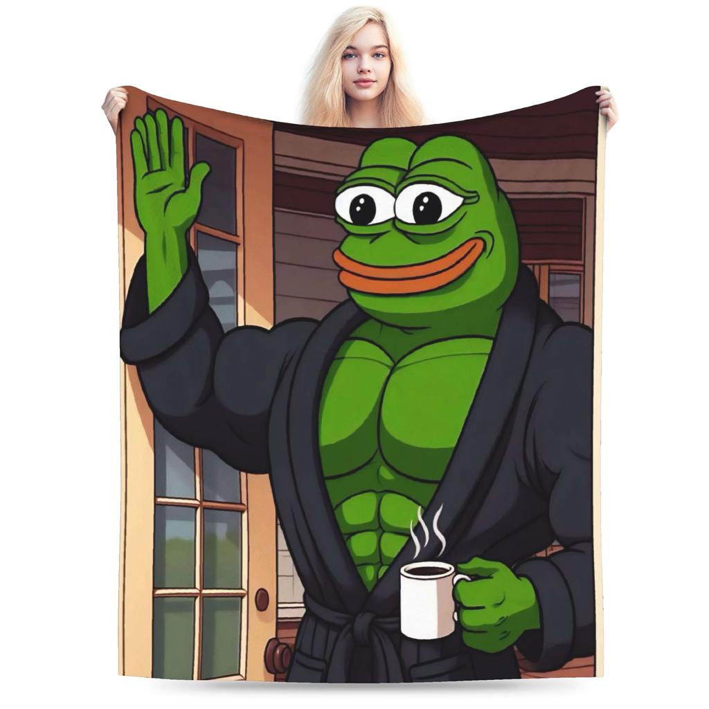 Sad P-Pepe Frog Meme Flannel Blanket Winter Soft Throw Blanket for Children Living Room Novelty Bedspread Sofa Bed Cover