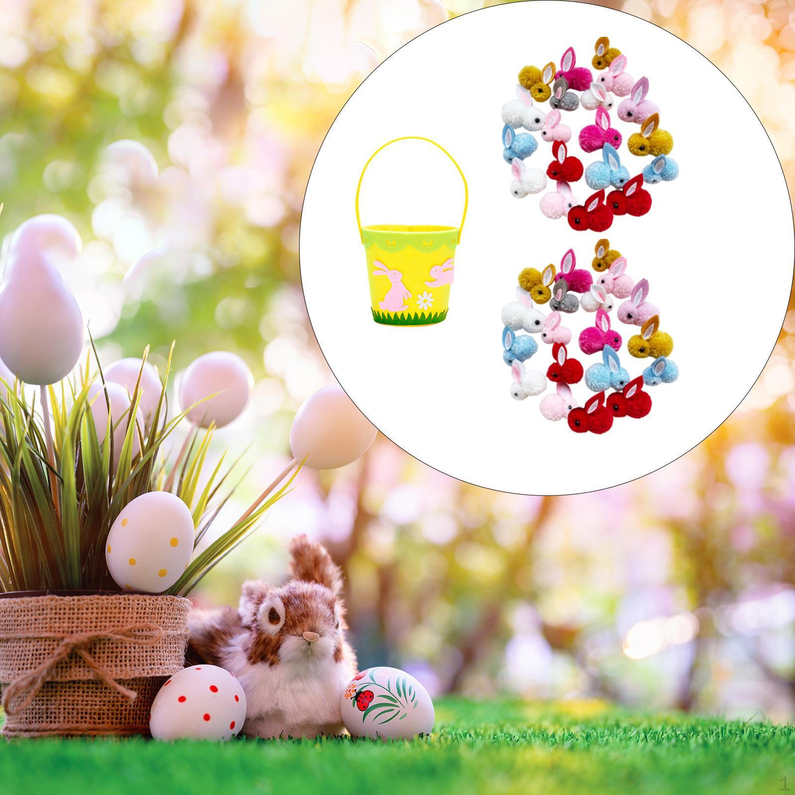 

Пасхальная корзина с украшениями, ведро для переноски, универсальное хранилище для угощений и подарков для праздников Rabbit