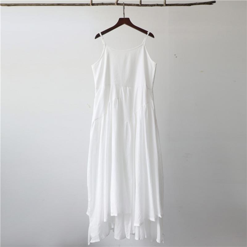 

Новое женское платье из хлопка и льна весной и летом, длинное платье нестандартной формы с большими распашными подтяжками OneSize белый