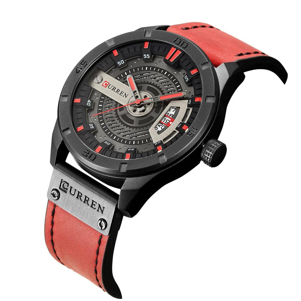 Curren 8301 Men's Leather Strap Business Calendar Watch