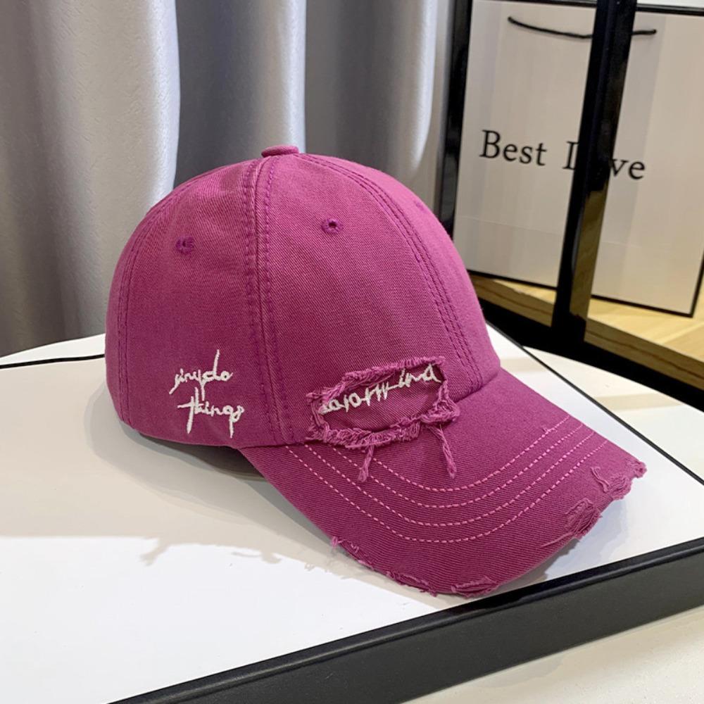 Letter Embroidery Sunscreen Cap Washed Cotton Trend Hat Versatile Embroidery Hat Unisex