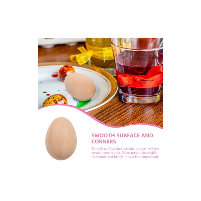 Healifty Wooden Easter Eggs, Set of 6, Unpainted Dummy Eggs, for Tole Painting, DIY Crafts, Handmade, Egg-Shaped Toys, Pretend Play, Food Samples,