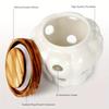 1 szt. Biały ceramiczny słoik do przechowywania czosnku z bambusową pokrywką, wentylowany pusty design, idealny do przechowywania i organizacji czosnku, imbiru w kuchni