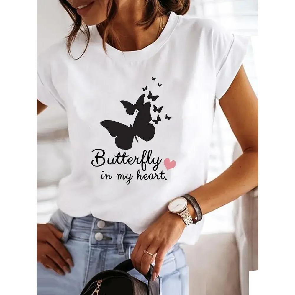 2025 Summer Women Clothes Style Trend Print T-shirt Fashion Short Sleeve Cute Casual Clothing