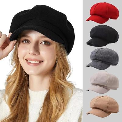 Solid Color Beret Hat Windproof Painter Caps Fashion Newsboy Hat  Autumn Winter