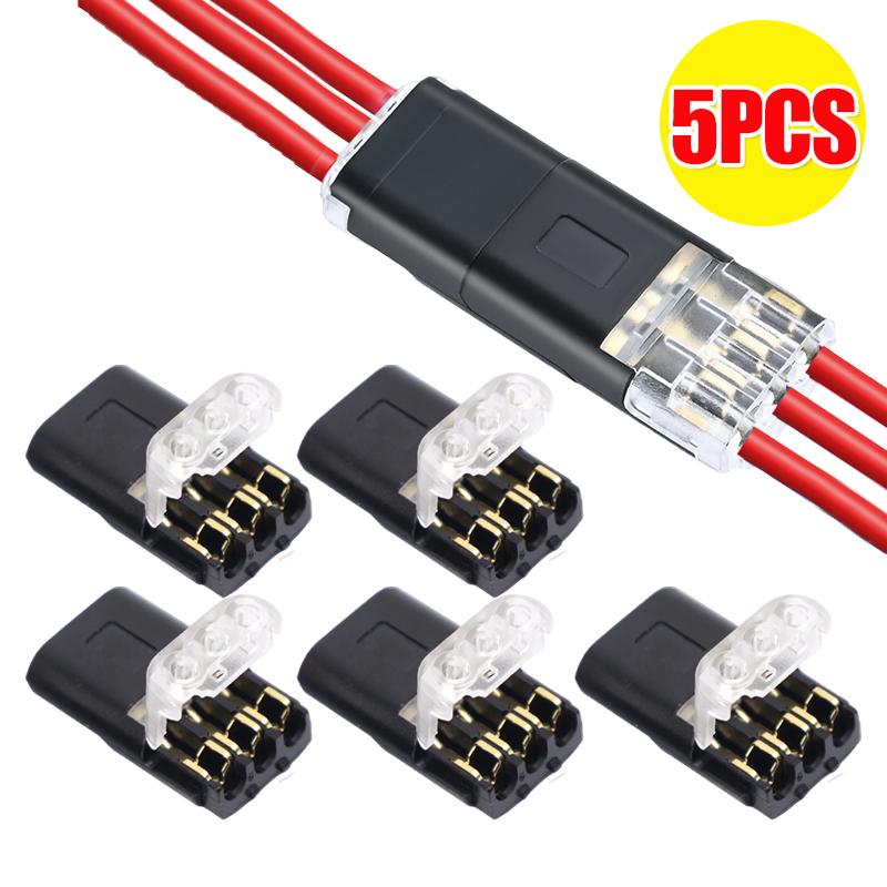 3-Pin Wire Connectors Terminals Universal Quick-Connect Plug-In Crimp Wire Cable Mini Electrical Inter-plug Type Connector Tools