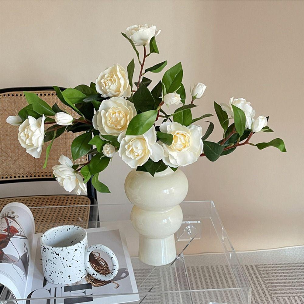 Handmade Artificial Gardenia Branches Real Touch Fake Flowers  Wedding Party Decor