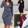 TOP-FASHION-WOMEN Revers, figurbetont, Knopfleiste, langärmelig, schmale Passform, Business-Anzug, Midi-Kleid, Blazer