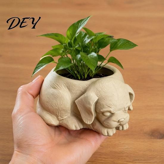 Unique Dog Shaped Flower Pot Cute Puppy Planter, 3D Printed Decorative Plant Pot, Indoor Small Holder Planter for Succulents Home Office Decor