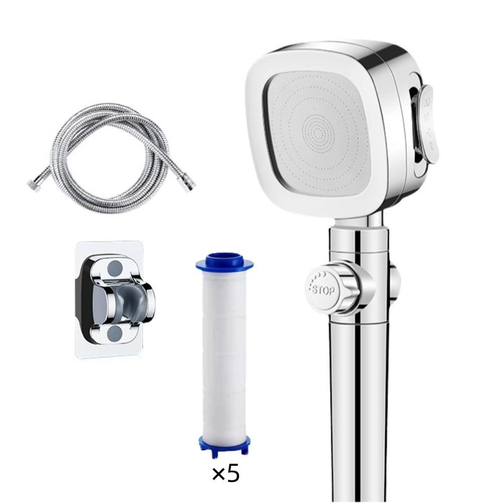 One-Key Stop Water Saving Shower Head 3 Modes Adjustable Shower Head  Bathroom