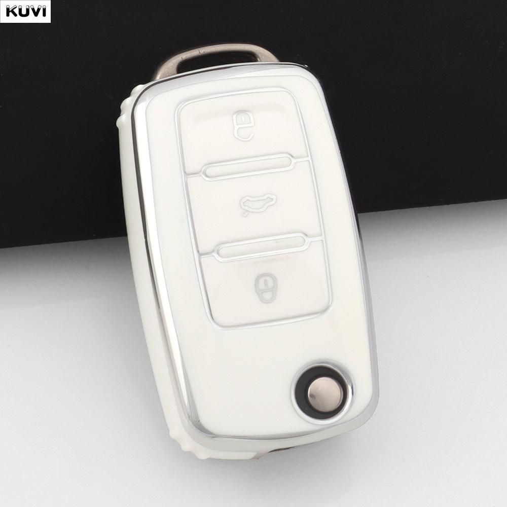 Étui de Protection pour Clé de Voiture en TPU Rose Sac de Protection pour Clé pour 2 3 Boutons VW Volkswagen Polo Tiguan Passat Golf Jetta Lavida Skoda Octavia