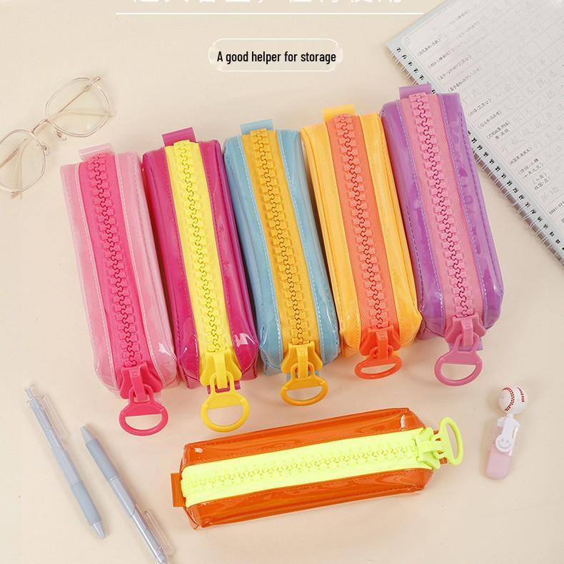 

New Arrival: Korean Dopamine PVC Transparent Pencil Case - Stylish Solid Color Storage Bag
