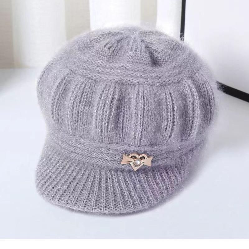 Dámská pletená vlněná čepice na podzim a zimu - Hřejivá, silná, módní pro ženy středního a staršího věku