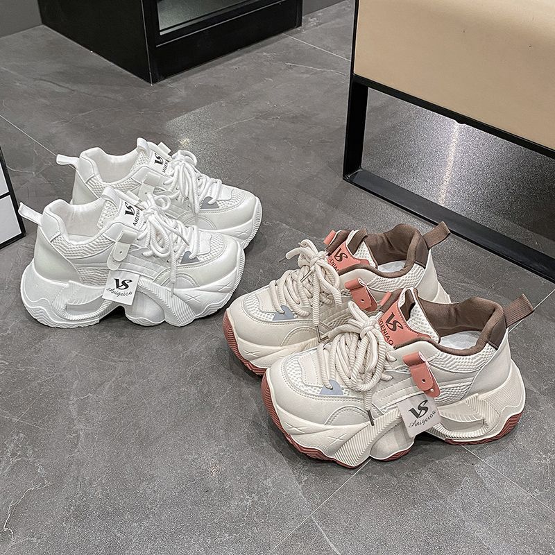 Daddy Shoes Women's Autumn New Mesh Breathable Sports Casual Shoes Fashionable Versatile Thick-soled Inner Height-increasing Women's Shoes
