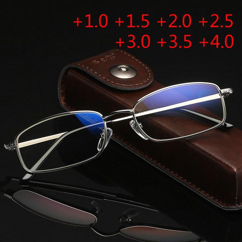 Retro Men Women Square Mirror Reading Glasses Metal Frame Glasses Mirror Personalized 1.0 1.5 2.0 2.5 3.0 3.5 4.0