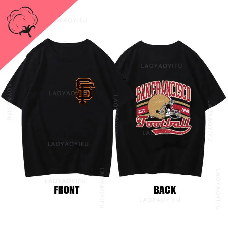 San Franciscos Tee Tops San Franciscos 49ers Logo Streetwear Cotton Unisex Man T-shirt
