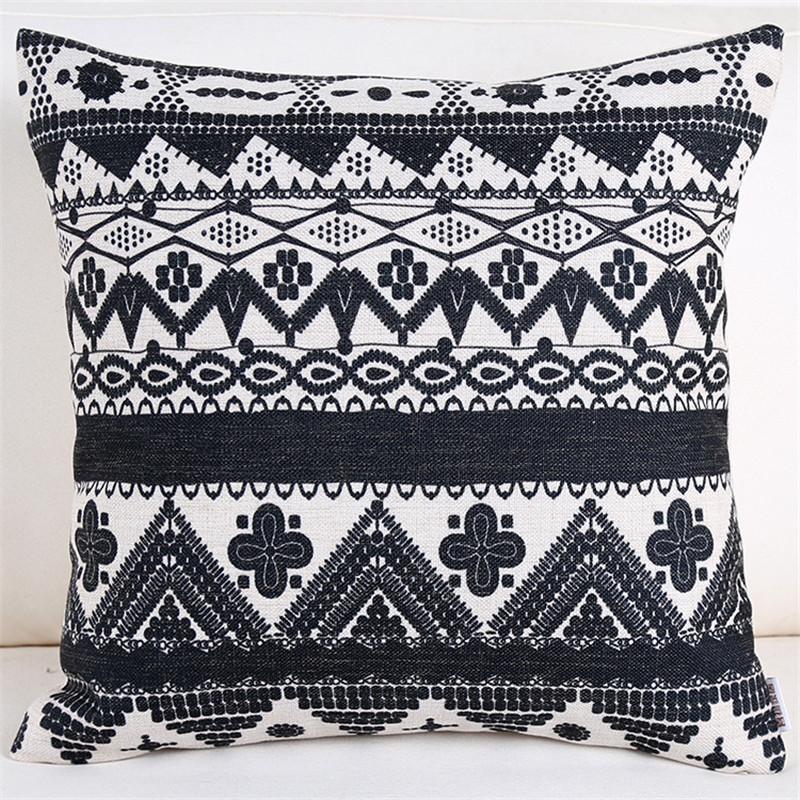 Personalisierte Schwarz-Weiß Dekorative Kissenhülle Geometrie Polyester Sitz-Taillen-Kissenbezug für Sofa Heimdeko