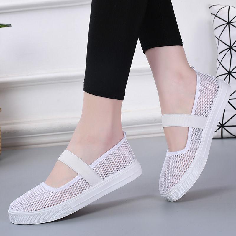 Summer New Comfortable Women's Mesh Breathable Shoes Stylish In High Quality Trends Casual Walking Slip On Flat Ladies Footwear