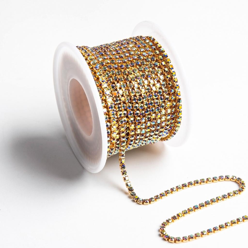 Weichen Boutique Gold Bottom Claw Chain Electrophoresis Ab Encryption Chain Night Flash Diamond Chain Diy Clothing Accessories Chain