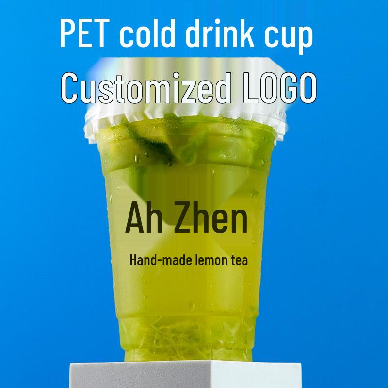 Disposable PET Plastic Cup with Lid - 98mm Caliber for Milk Tea, Coffee, Lemon Tea, or Iced Drinks