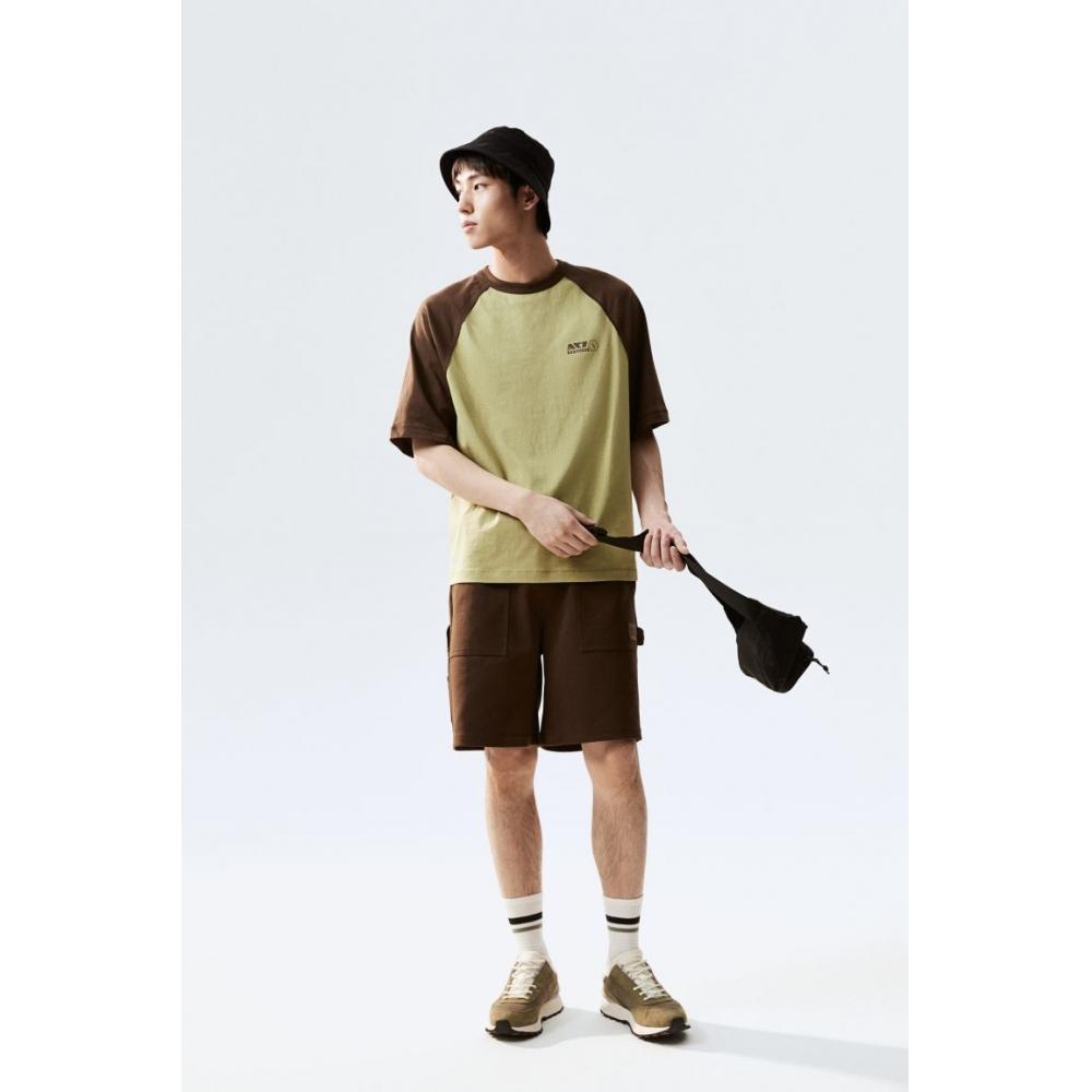 H M Loose FiT PrinTed T sHirT Green Brown