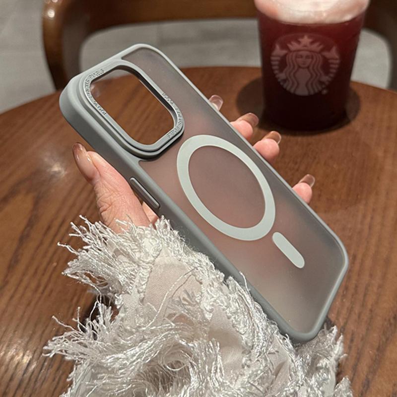 Titanium gray magsafe wireless charging phone case for iPhone 16 15 14 13 12 11 Pro Max Plus magnetic shockproof hard back cover