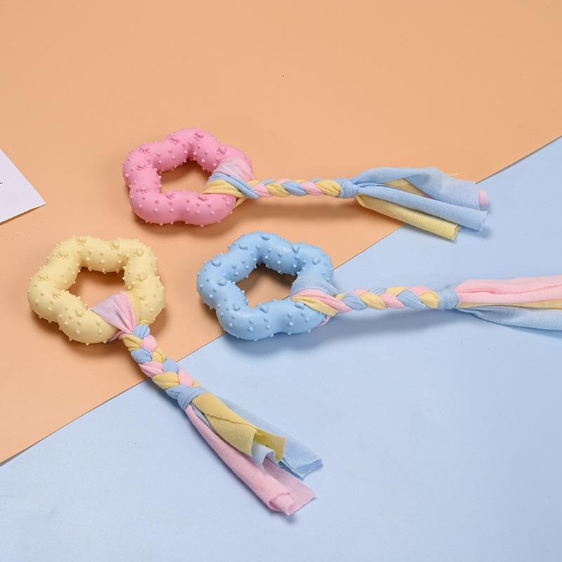 Dog TPR Candy Color Chew Toy Multi‑shape with Cloth Rope Molar Teeth Cleaning Interactive Pet Toy