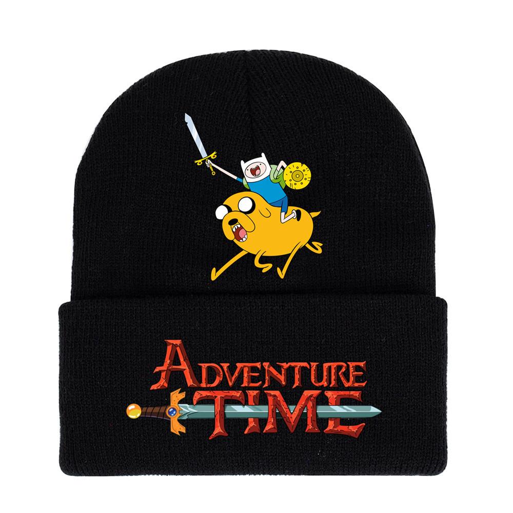 Adventure Time Cartoon Print Acrylic Knit Hat Winter Warm Unisex Beanie For Adults Teens