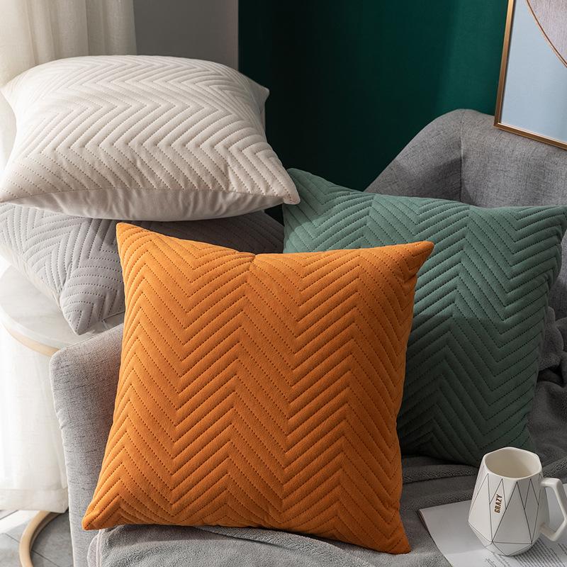 Quilted Velvet Pillowcase Throw Pillow Covers Home Decor Simple Sofa Cushion Cover Decor