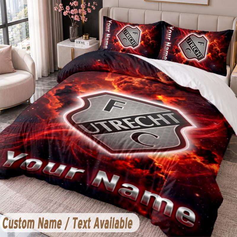 FC Utrecht Printed Bedding Set Custom Name Text 1 Duvet Cover 2 Pillowcases For Bedroom