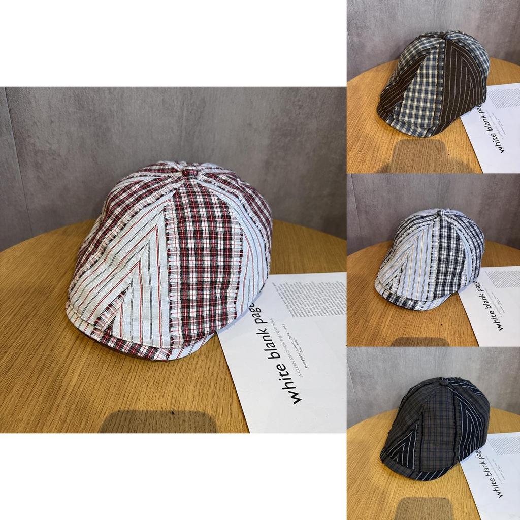 Retro Uk Patterned Beret Cap For Men And Women With Breathable Sunshade Cotton Summer Wear