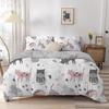 Animal Kitty King Queen Duvet Cover Lovely Pet Cat Bedding Set Cartoon Quilt Cover 2/3pcs Colorful Polyester Comforter Cover