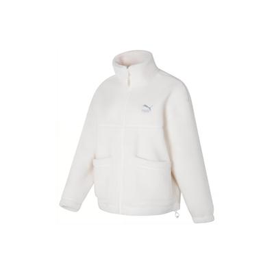 Solid Color Casual Lamb Fleece Loose Long Sleeve Coat Women Outerwear White 625806-65