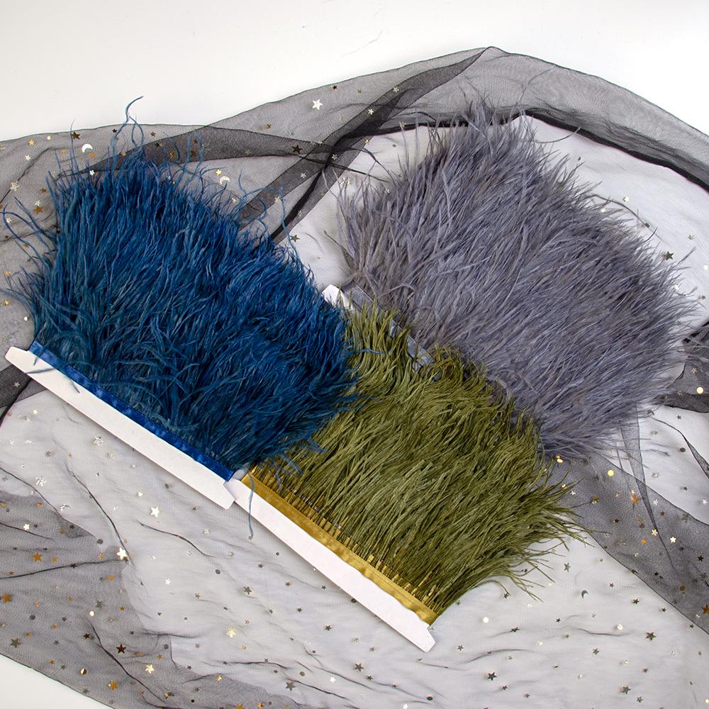 Dyed Ostrich Feather Trim Ribbon Fringe 6-8Cm Wedding  Decoration Fluffy Feathers Dress Sewing Clothing 1/5/10Meter  Plume Decor