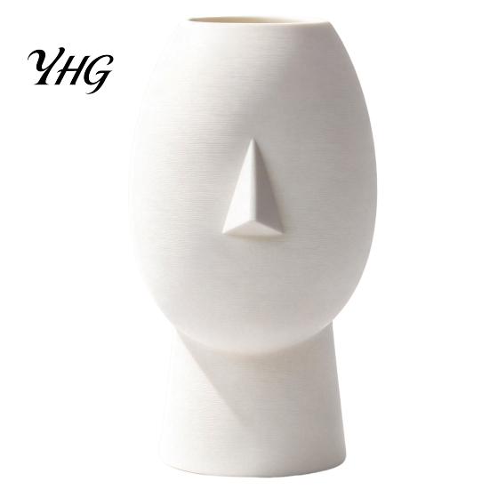 Geometric Texture Vase 3D Printed Minimalist Face Vase, Abstract Human Head Flower Shape Modern Art Decorative for Home Desktop Shelf Decor Ornament