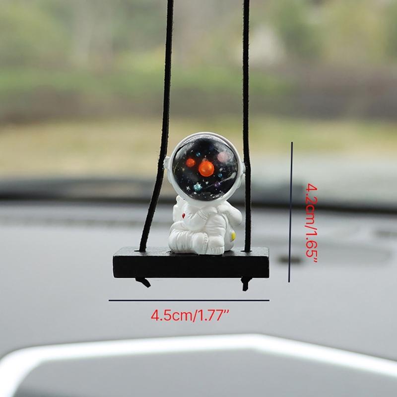 Swing Astronaut Shaped Car Pendant Cartoon Car Rear View Mirrors Hanging Ornaments Resin Interior Decoration