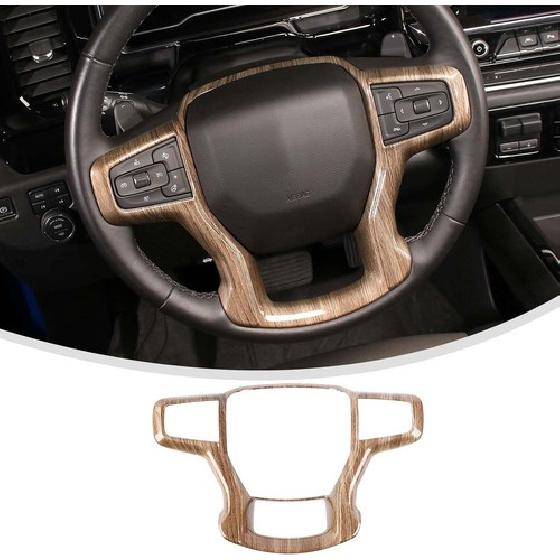 Wood Steering Wheel Trim Cover Frame For Chevy Silverado 1500 19+ Suburban 20+