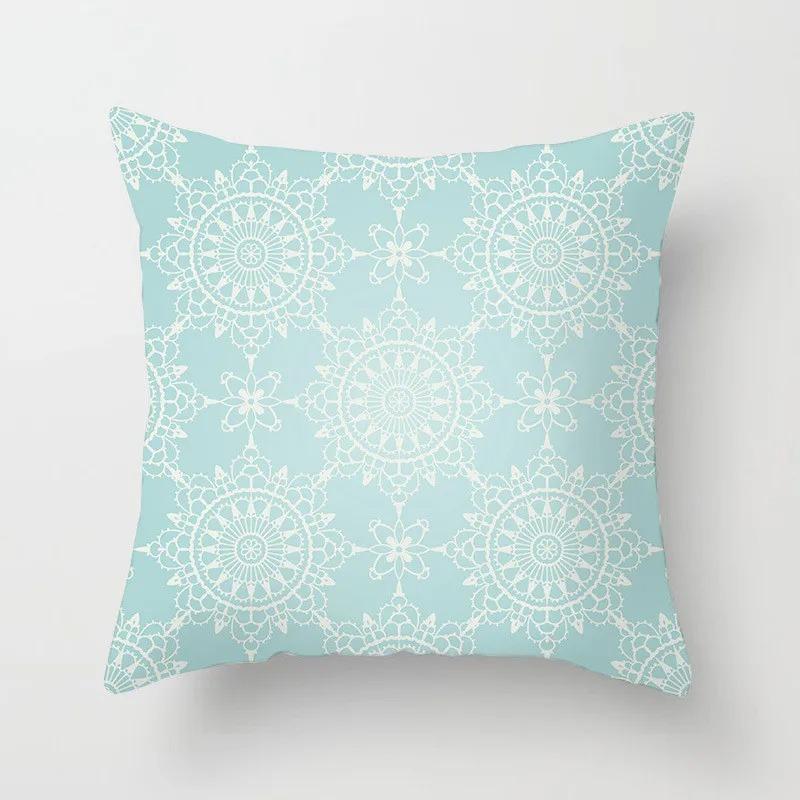 Mint Green Series Cushion Cover Home Living Room Sofa Decoration Geometric Print Pattern Square Pillowcase Bedroom Room